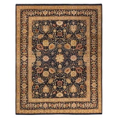 One-of-a-kind Hand Knotted Traditional Floral Mogul Blue Area Rug