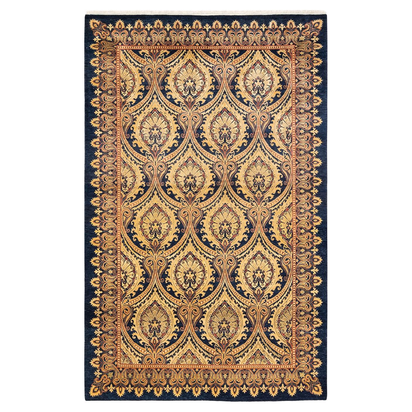 One-of-a-kind Hand Knotted Traditional Floral Mogul Blur Area Rug