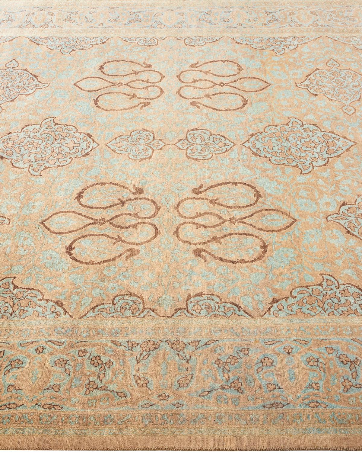 Tapis traditionnel brun moghol à fleurs noué à la main, unique en son genre Neuf - En vente à Norwalk, CT