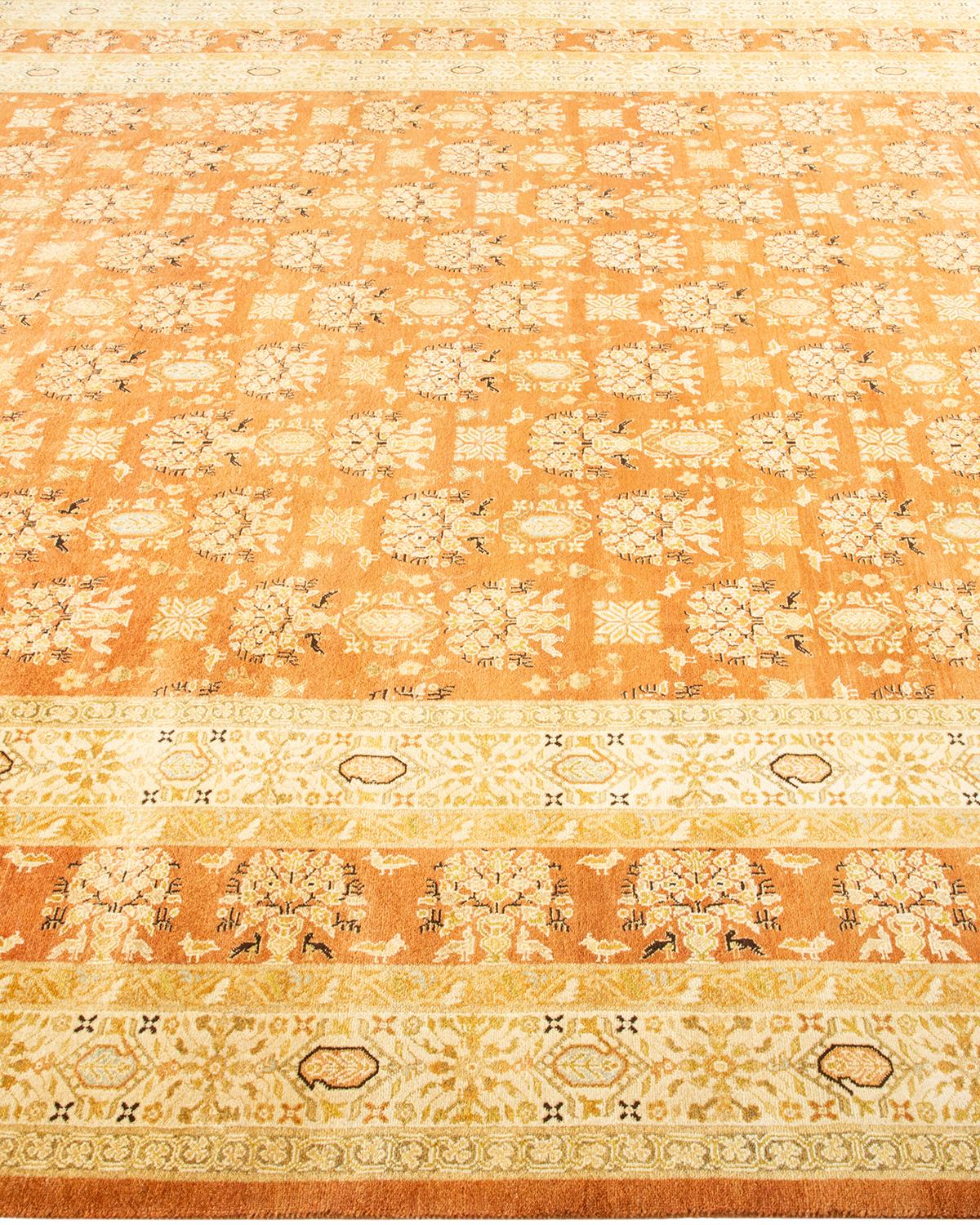 Tapis traditionnel brun moghol à fleurs noué à la main, unique en son genre Neuf - En vente à Norwalk, CT