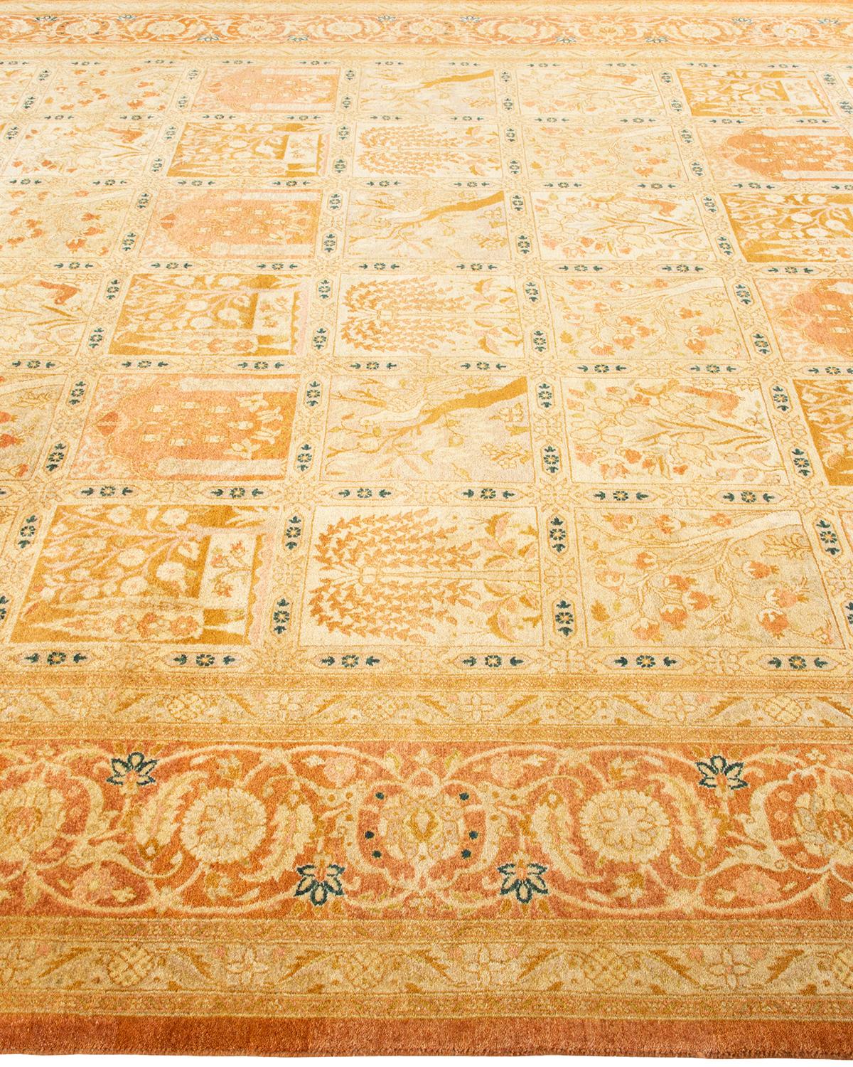 Einzigartiger handgeknüpfter traditioneller floraler Mogul-Teppich in Brown im Zustand „Neu“ im Angebot in Norwalk, CT