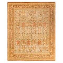 One-Of-A-Kind Hand Knotted Traditional Floral Mogul Brown Area Rug