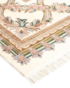 One-of-a-kind Hand Knotted Traditional Floral Mogul Ivory Area Rug