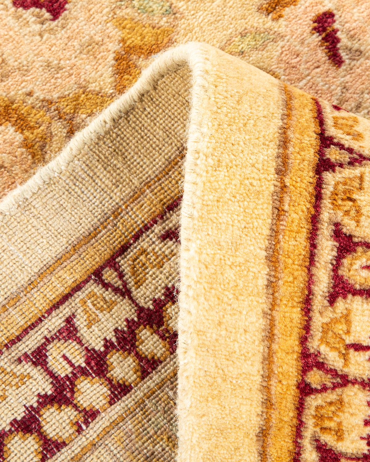Wool One-of-a-kind Hand Knotted Traditional Floral Mogul Ivory Area Rug For Sale