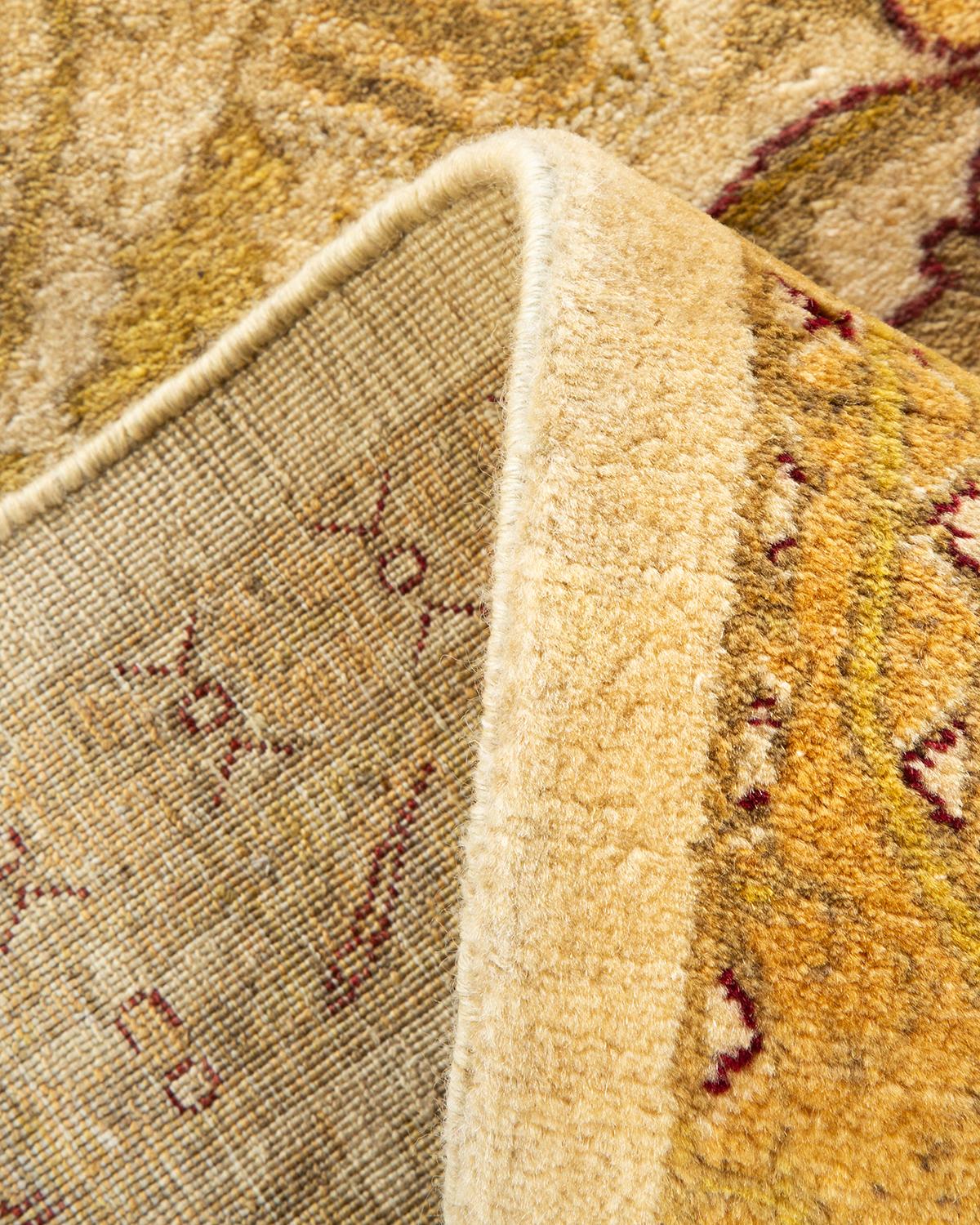 Wool One-of-a-kind Hand Knotted Traditional Floral Mogul Ivory Area Rug For Sale