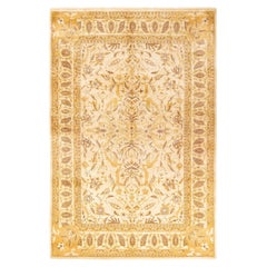 One-of-a-kind Hand Knotted Traditional Floral Mogul Ivory Area Rug