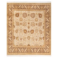 One-of-a-kind Hand Knotted Traditional Floral Mogul Ivory Area Rug