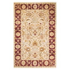 Alfombra Tradicional Floral Mogul Marfil Anudada a Mano Única