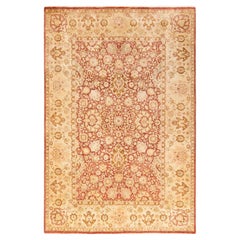 One-Of-A-Kind Hand Knotted Floral Mogul Orange Area Rug 6' 1" x 9'1"