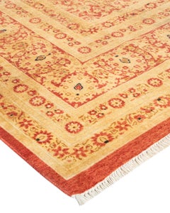 One-of-a-kind Hand Knotted Traditional Floral Mogul Orange Area Rug