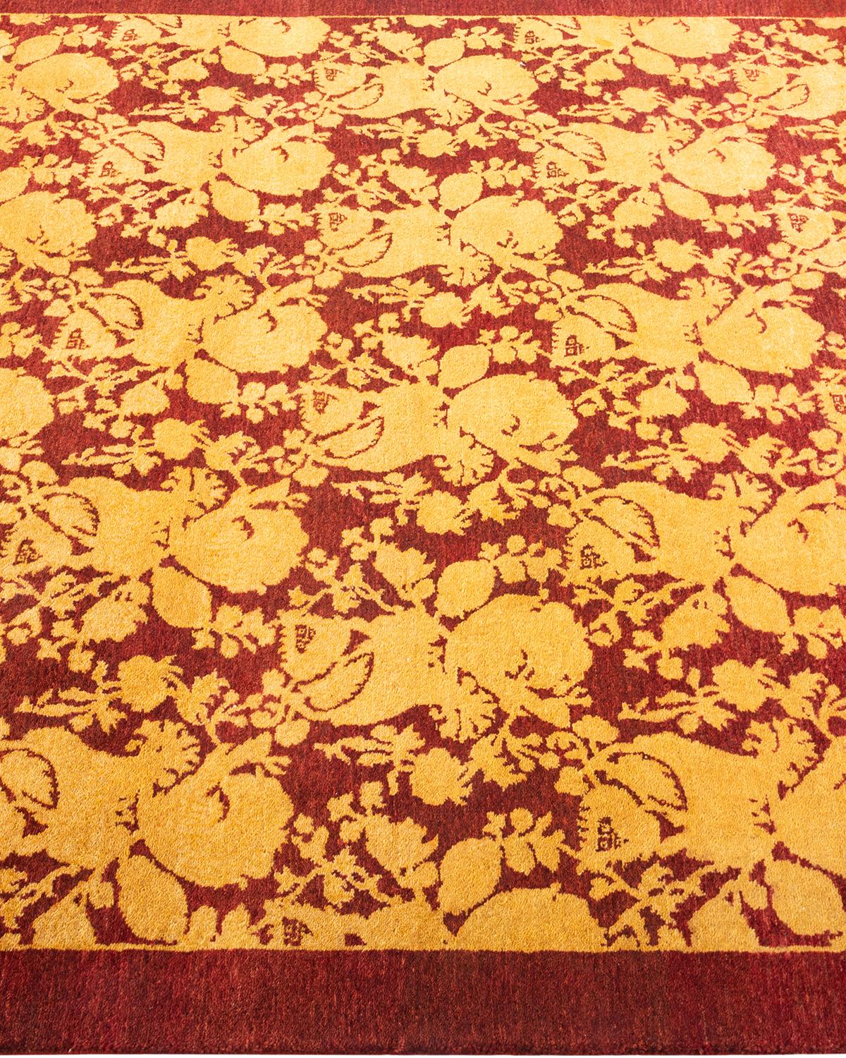 Tapis Mogul rouge traditionnel noué à la main à motifs floraux, unique en son genre Neuf à Norwalk, CT