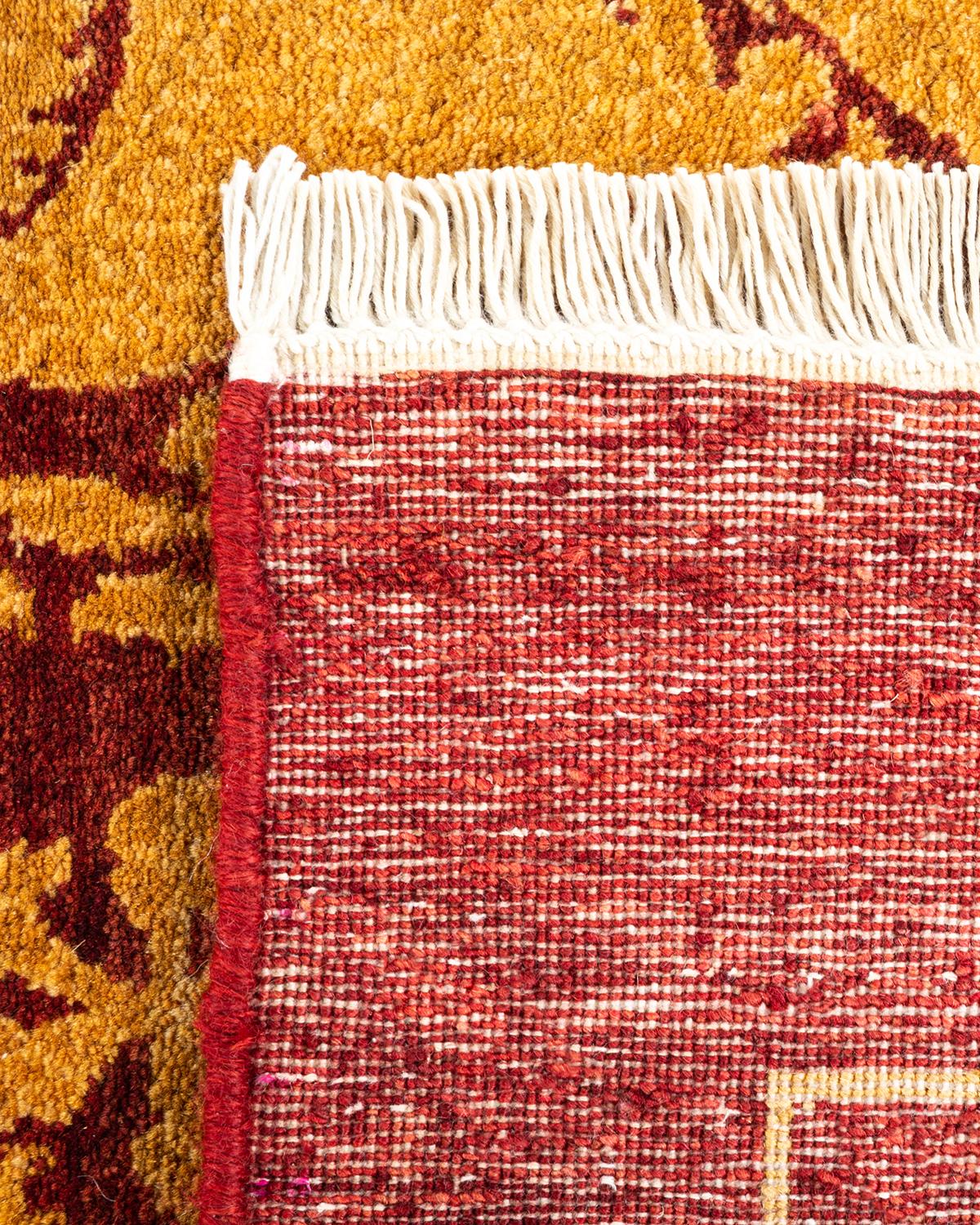 XXI secolo e contemporaneo Tappeto tradizionale floreale Mogul rosso, unico nel suo genere, annodato a mano in vendita