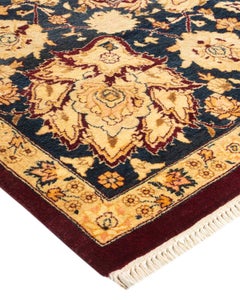 One-of-a-Kind Hand Knotted Traditional Floral Mogul Red Area Rug
