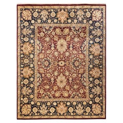 One-of-a-Kind Hand Knotted Traditional Floral Mogul Red Area Rug