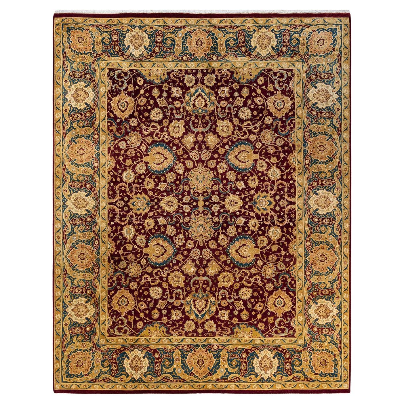 One-Of-A-Kind Hand Knotted Traditional Floral Mogul Red Area Rug