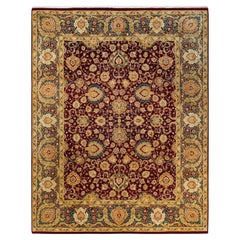 One-Of-A-Kind Hand Knotted Traditional Floral Mogul Red Area Rug