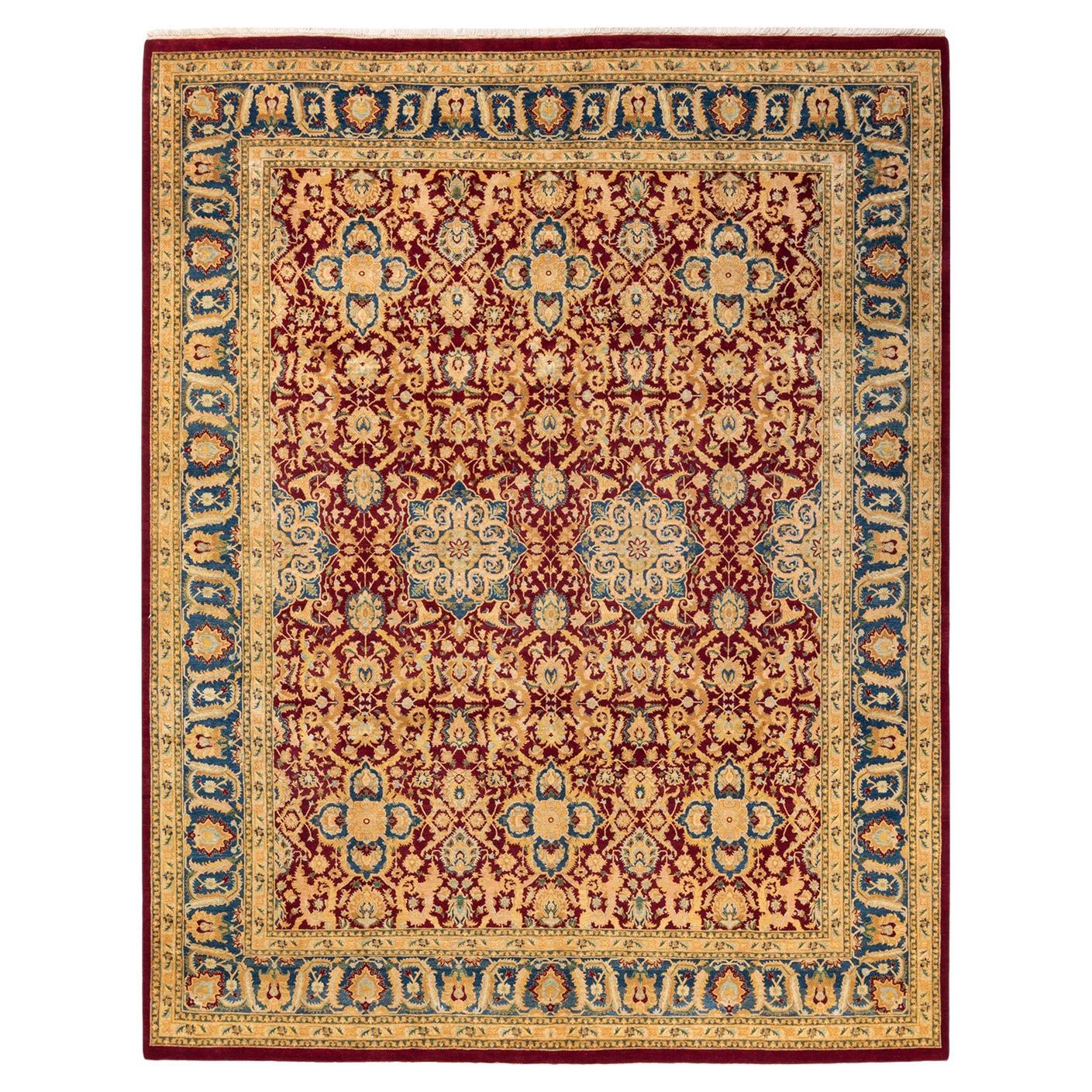 One-of-a-kind Hand Knotted Traditional Floral Mogul Red Area Rug