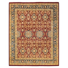 One-of-a-kind Hand Knotted Traditional Floral Mogul Red Area Rug