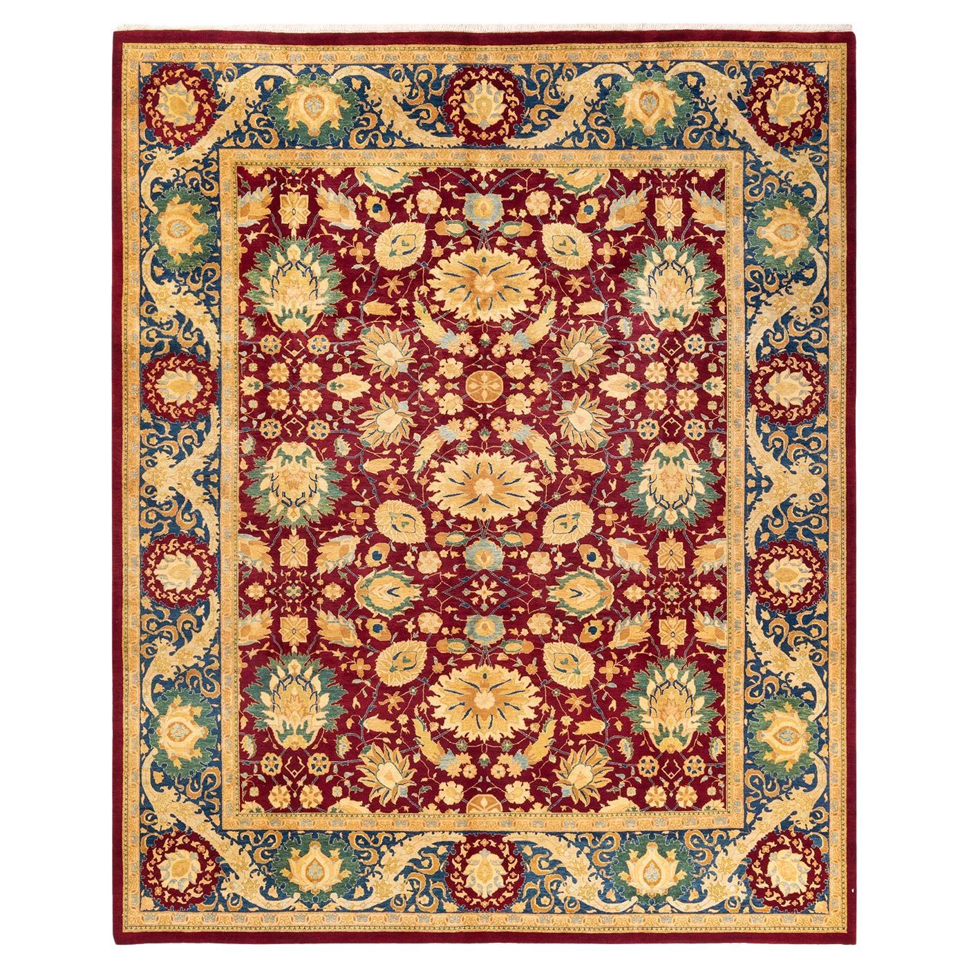 One-of-a-kind Hand Knotted Traditional Floral Mogul Red Area Rug