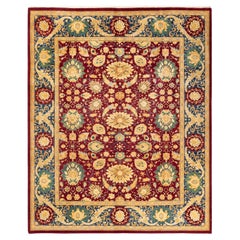 One-of-a-kind Hand Knotted Traditional Floral Mogul Red Area Rug