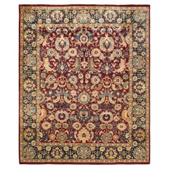 One-Of-A-Kind Hand Knotted Floral Mogul Red Area Rug 8
 2" x 10
 1"