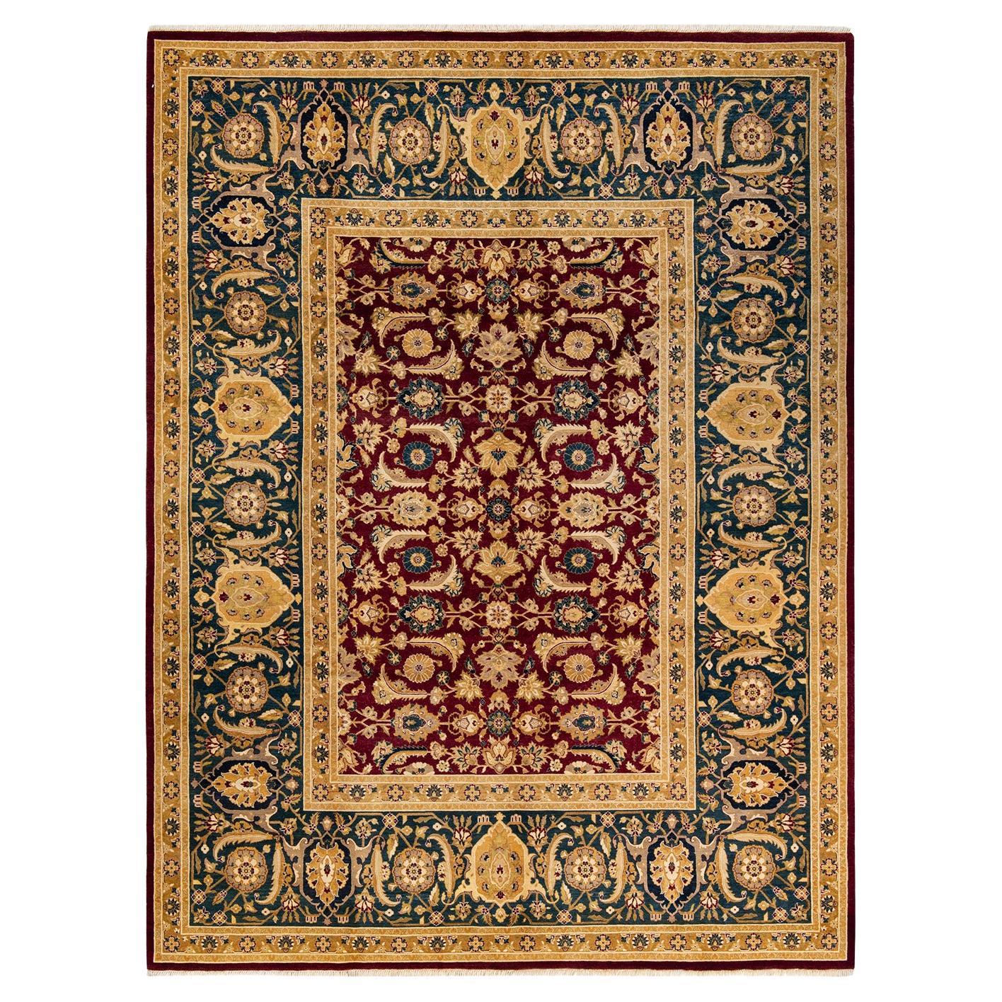 One-of-a-kind Hand Knotted Traditional Floral Mogul Red Area Rug