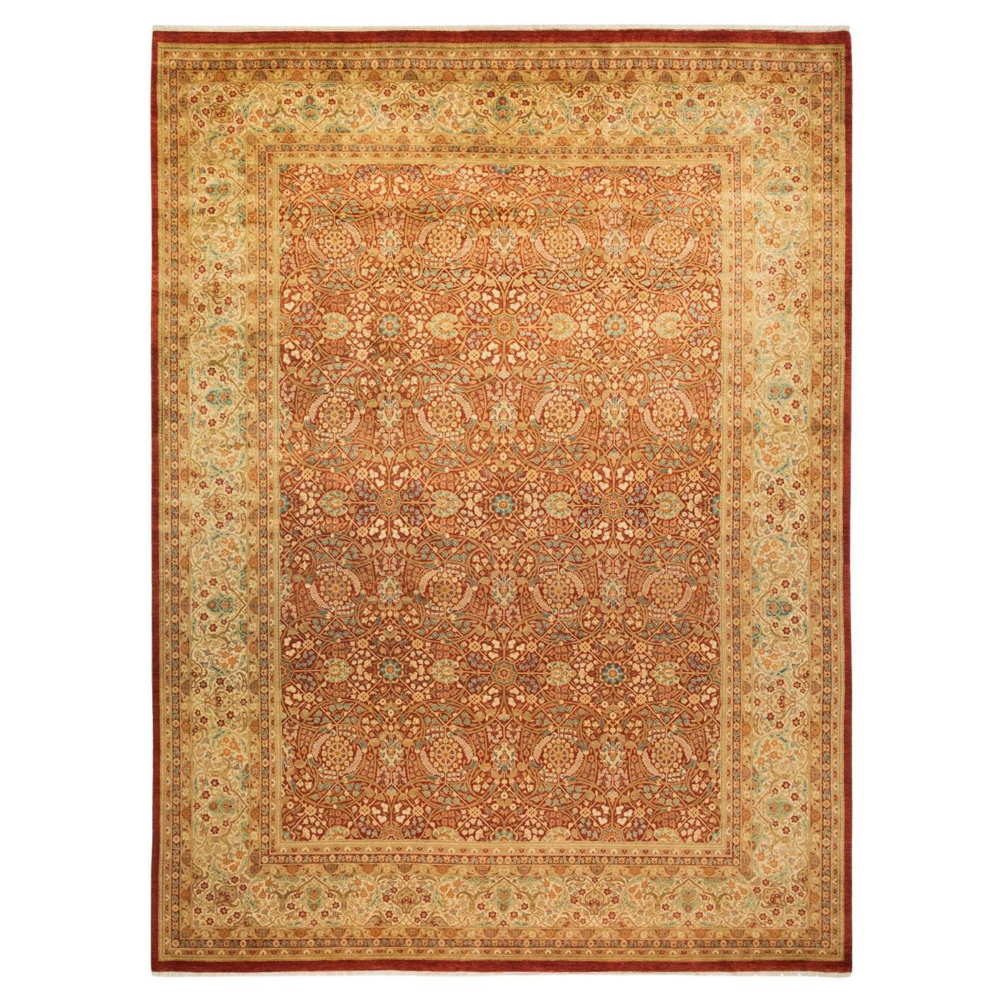 One-of-a-kind Hand Knotted Traditional Floral Mogul Red Area Rug