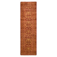 One-of-a-Kind Hand Knotted Traditional Ikat Mogul Orange Area Rug