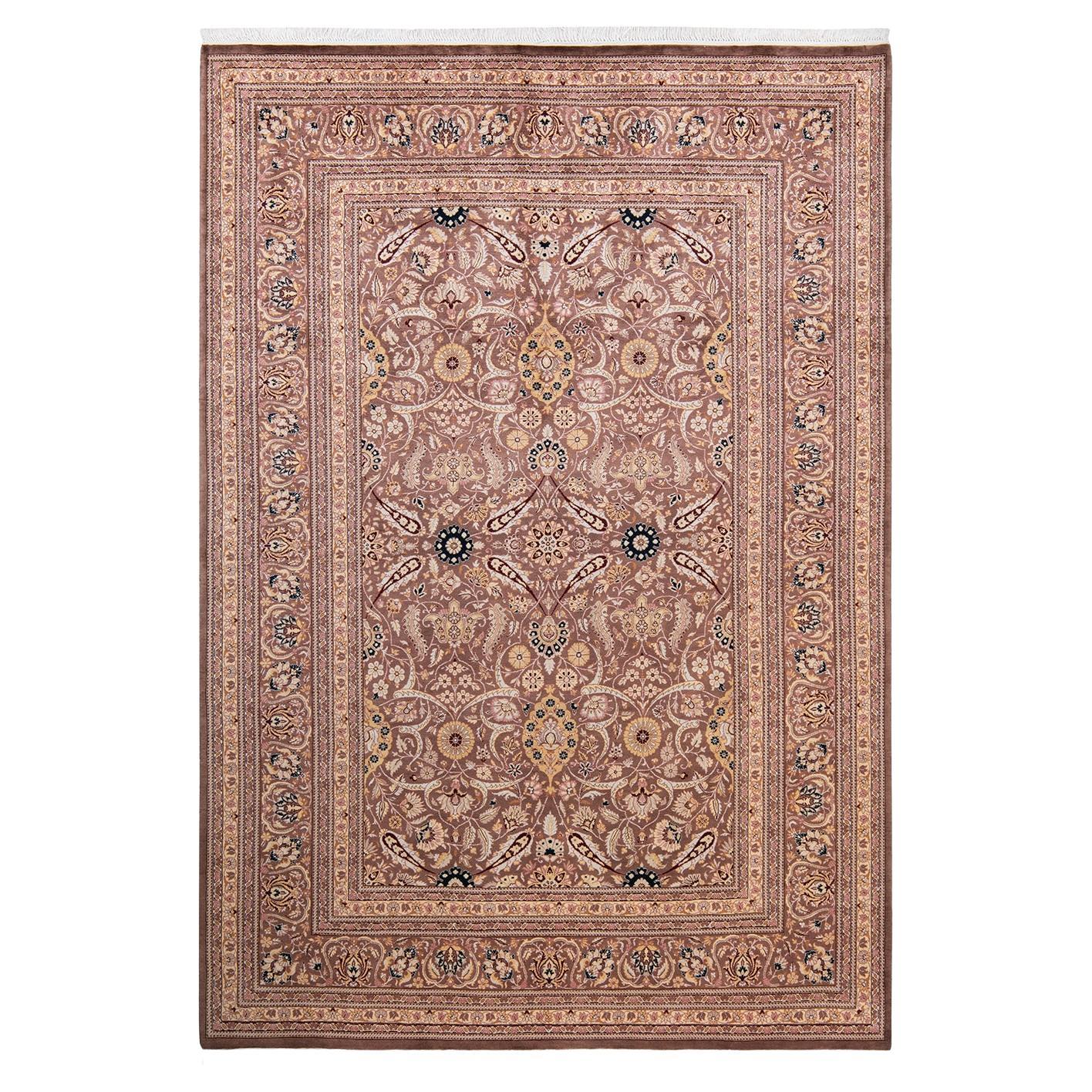 One-of-a-kind Hand Knotted Traditional Mogul Brown Area Rug