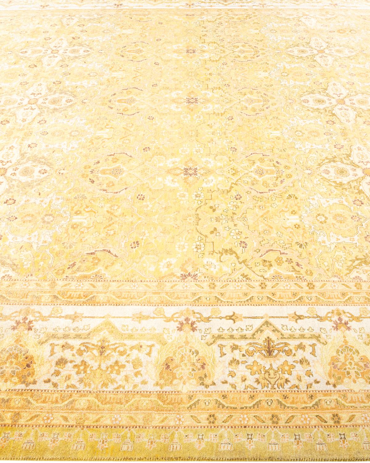 Tapis traditionnel vert moghol noué à la main, unique en son genre Neuf - En vente à Norwalk, CT