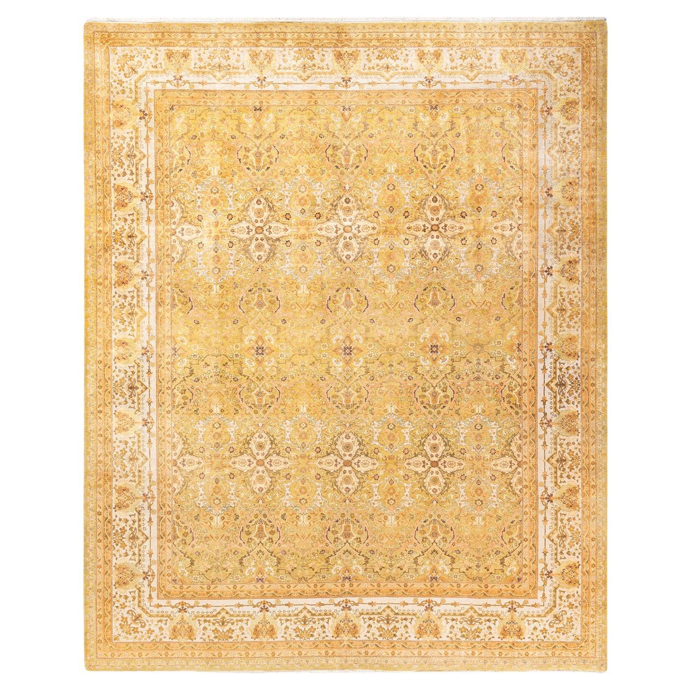 One-Of-A-Kind Hand Knotted Traditional Mogul Green Area Rug