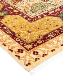 One-Of-A-Kind Hand Knotted Traditional Mogul Ivory Area Rug  8' 2" x 10' 4"