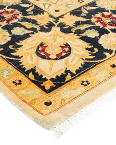 One-of-a-Kind Hand Knotted Traditional Mogul Ivory Area Rug 8' 2" x 10' 4"