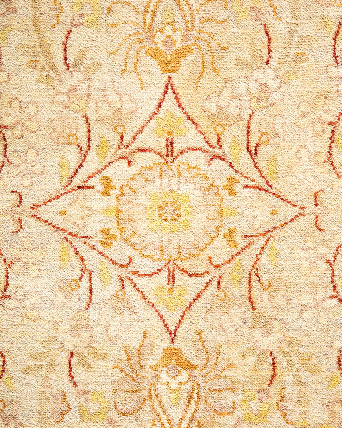 One-of-a-Kind Hand Knotted Traditional Mogul Ivory Area Rug In New Condition For Sale In Norwalk, CT