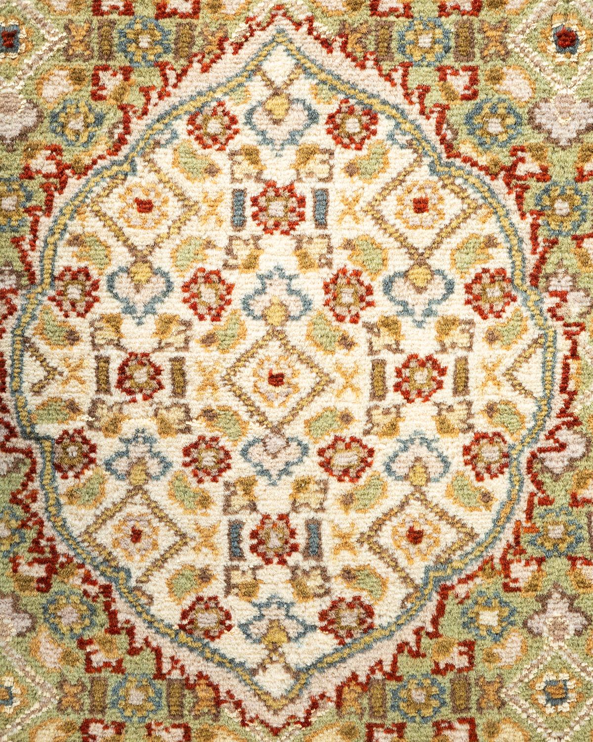 Pakistanais Tapis traditionnel orange Mogul noué à la main, unique en son genre en vente
