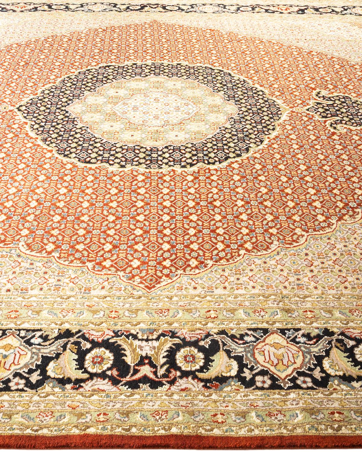 Tapis traditionnel orange Mogul noué à la main, unique en son genre Neuf - En vente à Norwalk, CT