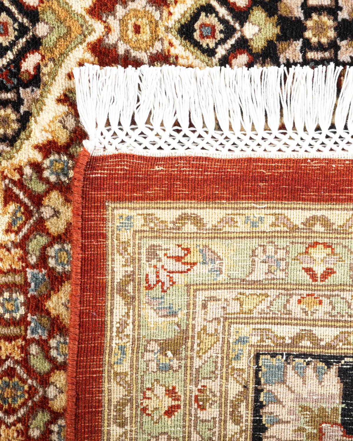 XXIe siècle et contemporain Tapis traditionnel orange Mogul noué à la main, unique en son genre en vente