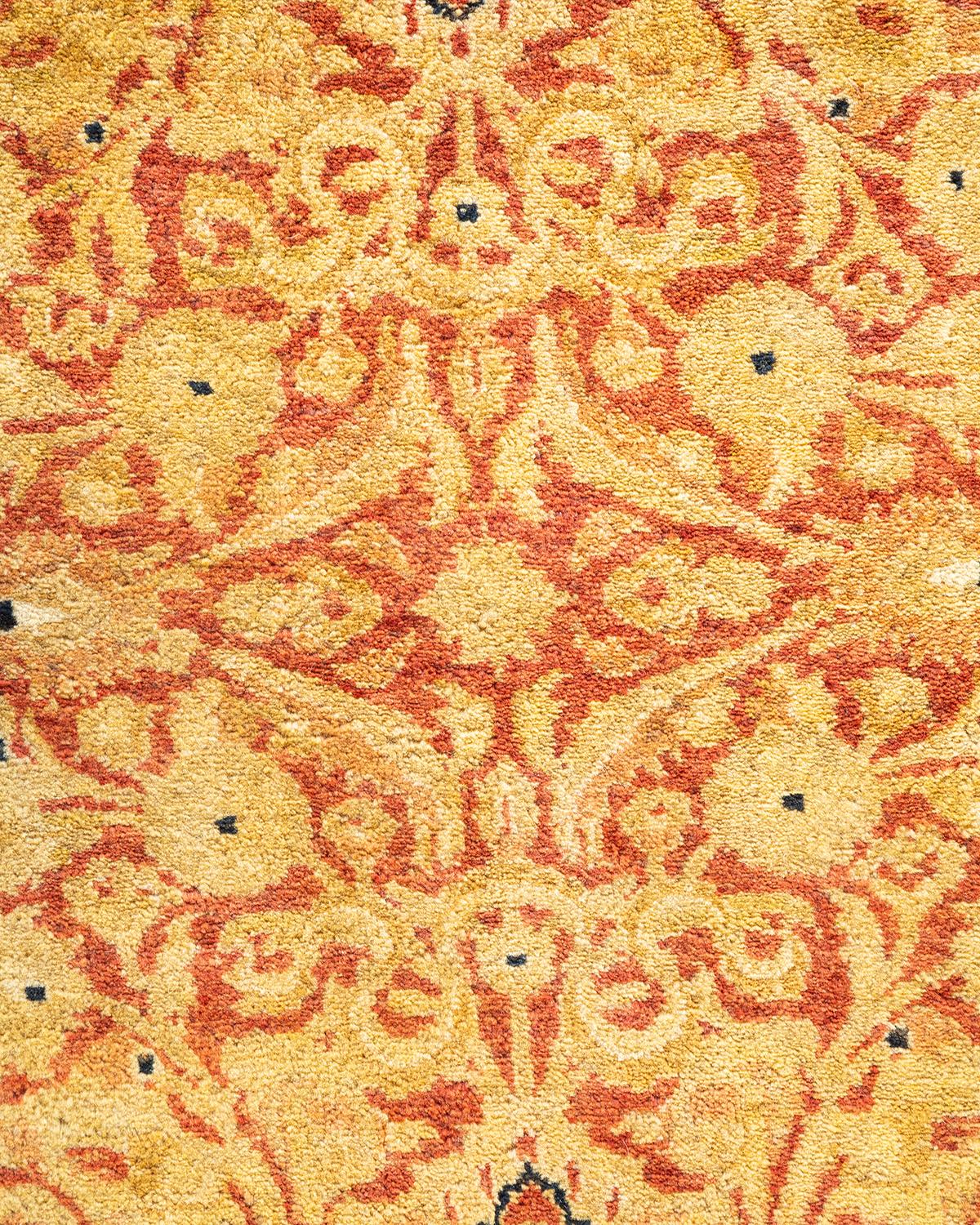 Handgeknüpfter, traditioneller Mogul-Teppich in Orange, Unikat (Pakistanisch) im Angebot