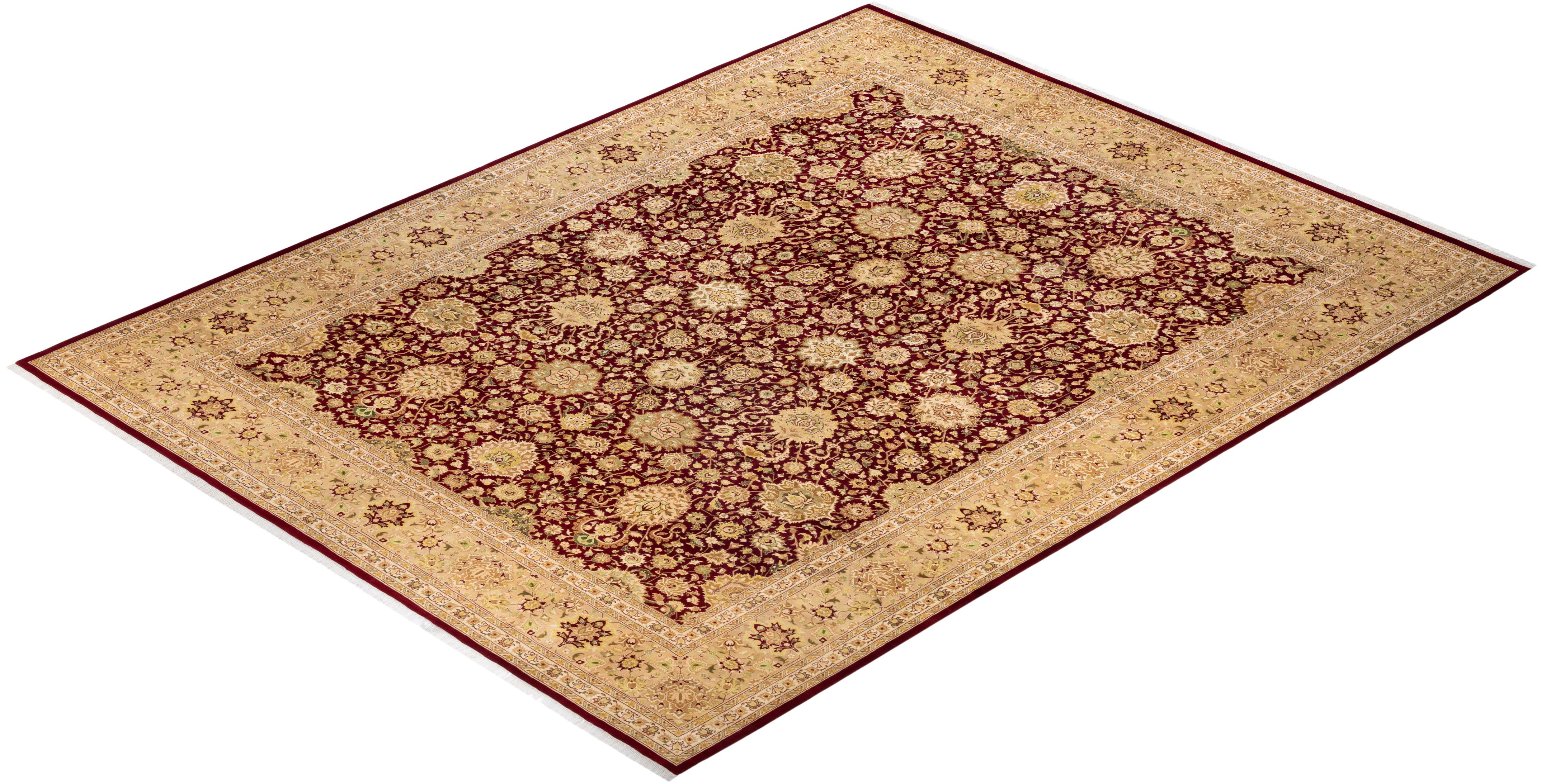 One-of-a-kind Hand Knotted Traditional Mogul Red Area Rug For Sale 2