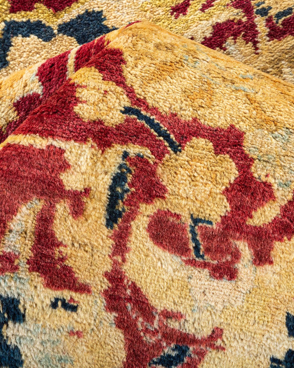 Einzigartiger handgeknüpfter traditioneller roter Mogul-Teppich im Angebot 1
