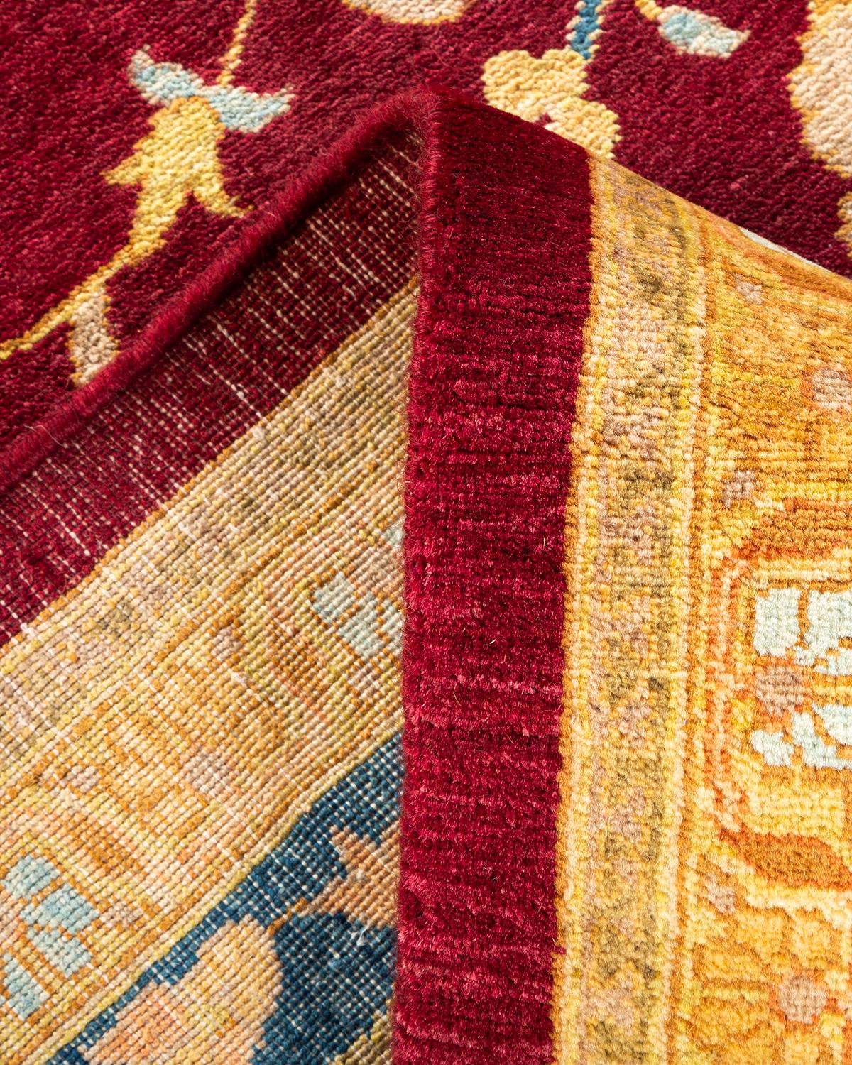 Alfombra Mogul Roja Tradicional Anudada a Mano Única en su Género Lana en venta