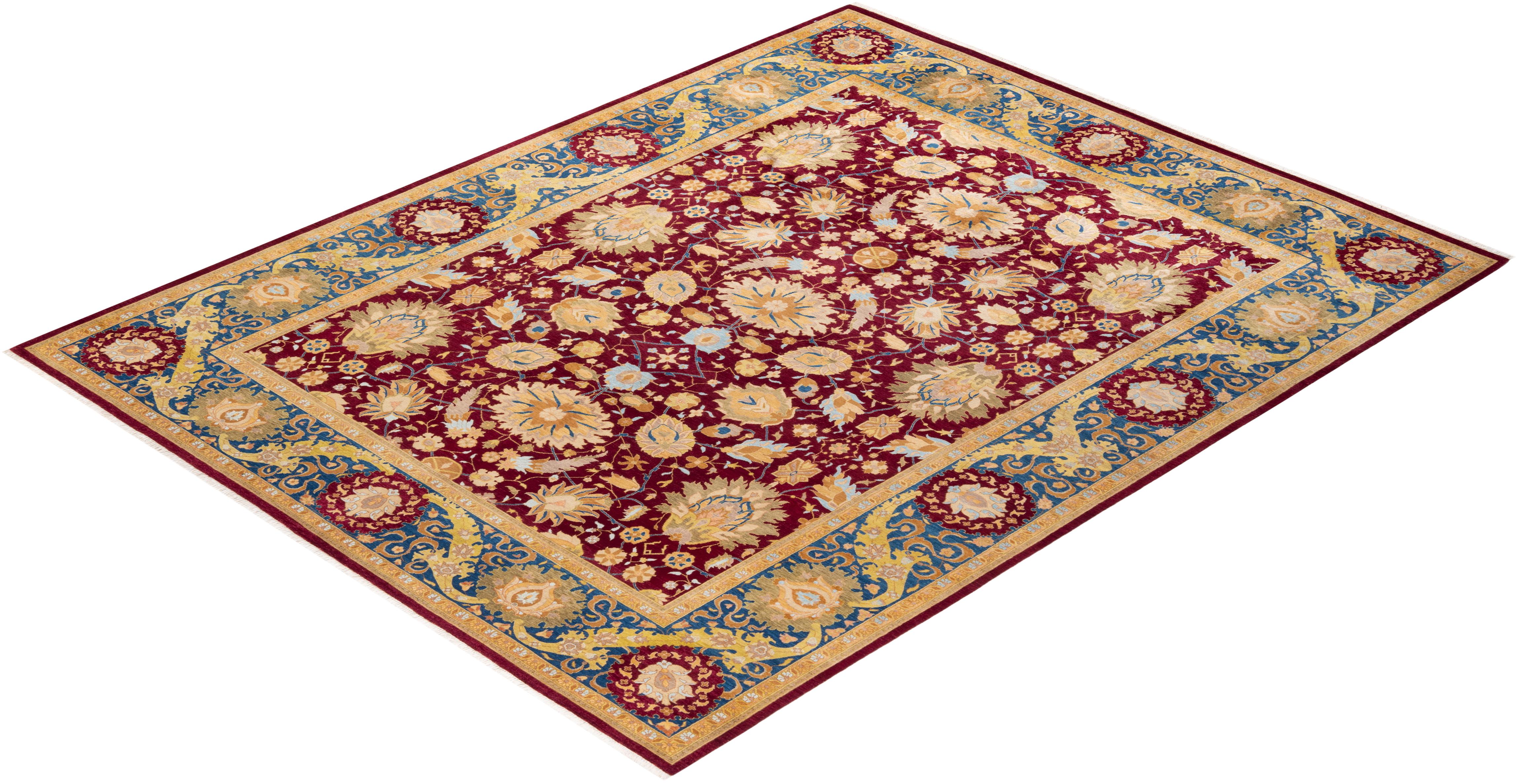 Alfombra Mogul Roja Tradicional Anudada a Mano Única en su Género en venta 2