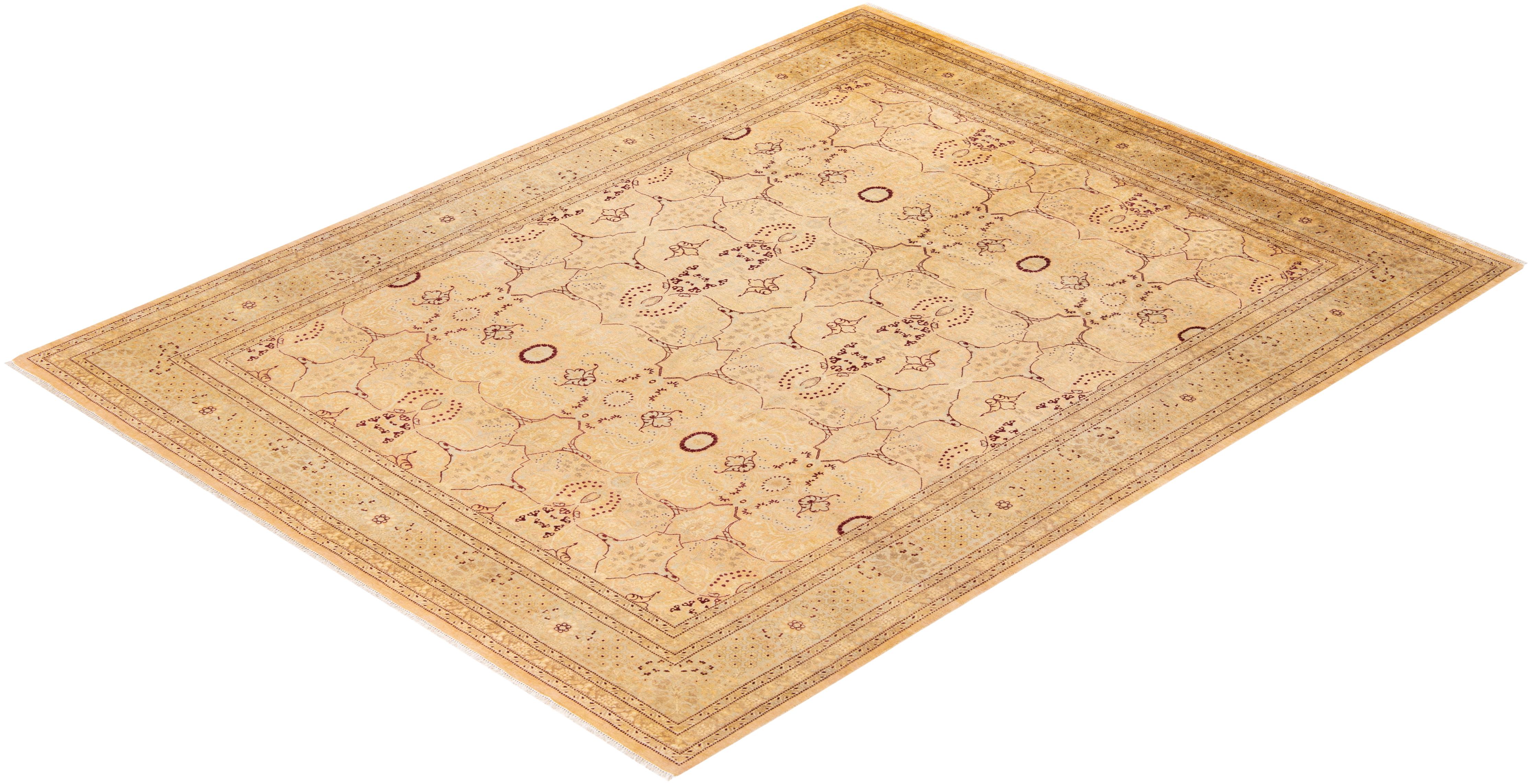 Tapis traditionnel rouge moghol noué à la main, unique en son genre en vente 2