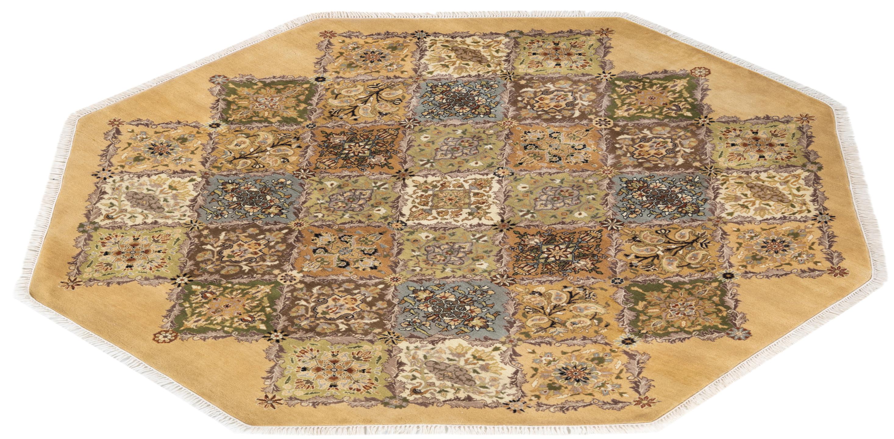 Tapis traditionnel Mogul jaune noué à la main, unique en son genre en vente 2
