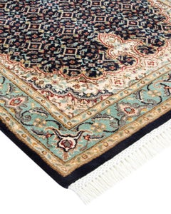 One of a Kind Hand Knotted Traditional Oriental Black Runner