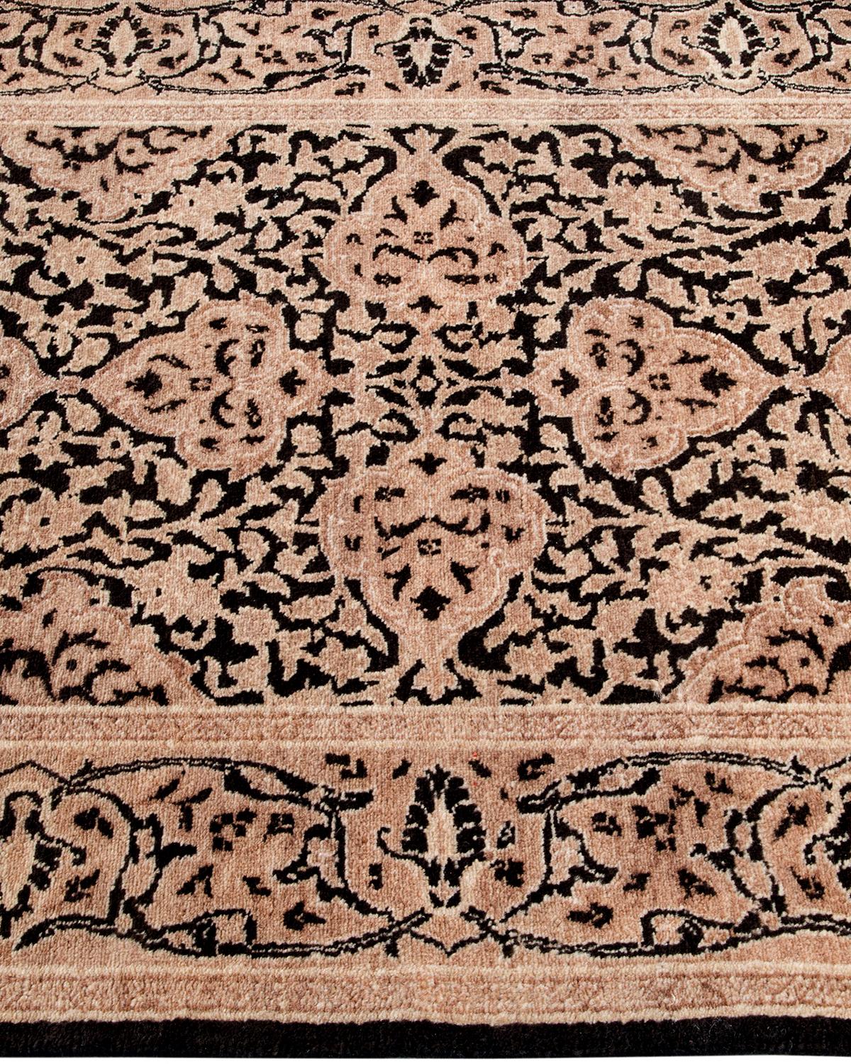 One of a Kind Hand Knotted Traditional Oriental Black Runner In New Condition For Sale In Norwalk, CT