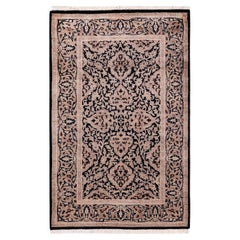 One of a Kind Hand Knotted Traditional Oriental Black Runner