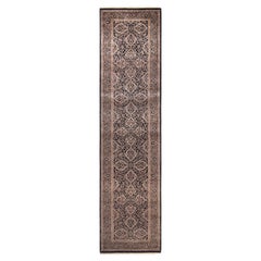 One of a Kind Hand Knotted Traditional Oriental Black Runner
