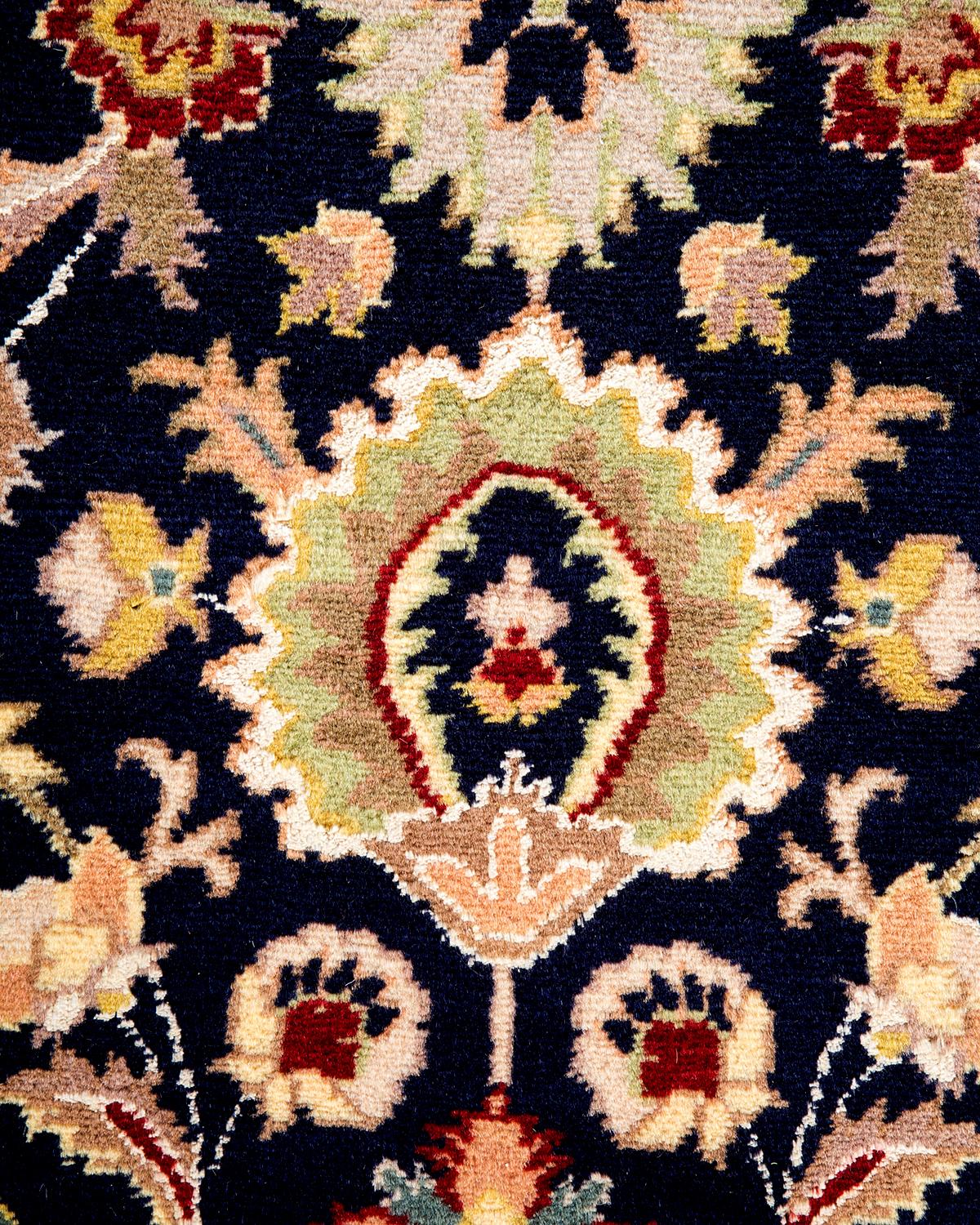 Pakistani One of a Kind Hand Knotted Traditional Oriental Blue Area Rug For Sale