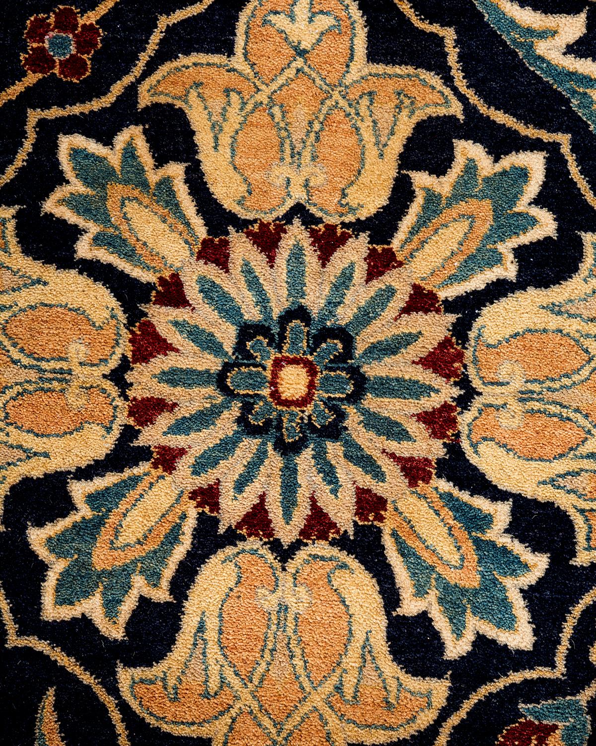 Pakistani One of a Kind Hand Knotted Traditional Oriental Blue Area Rug For Sale